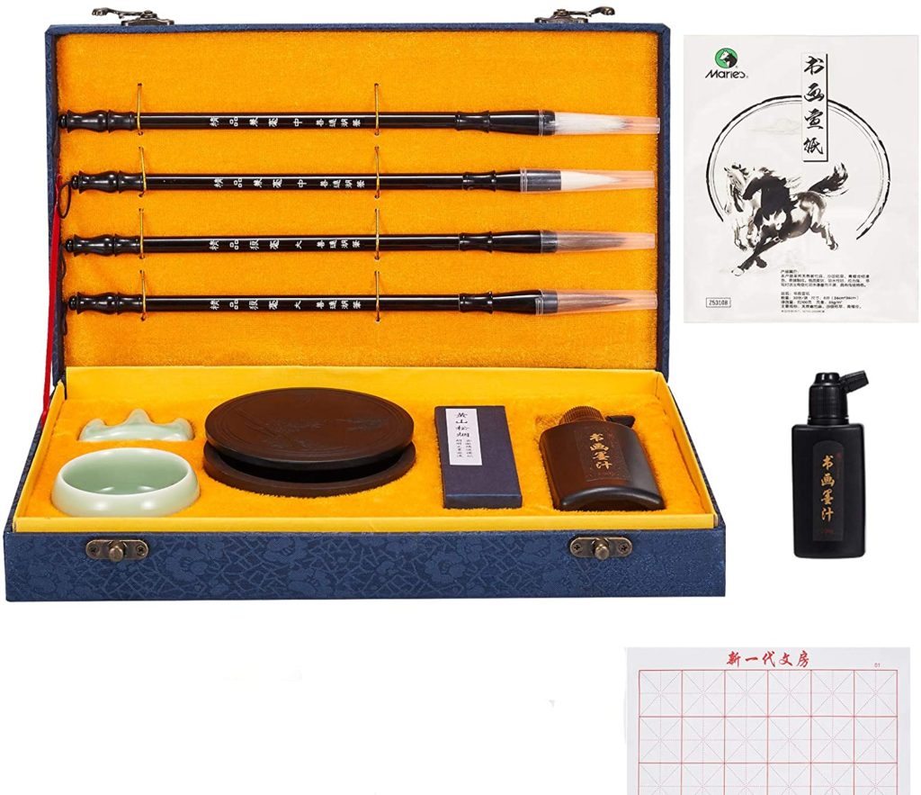 Corciosy Chinese Calligraphy Brushes Gift Set,Professional Sumi Water Writing, Painting Set for Beginners